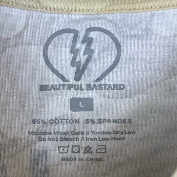 Beautiful Bastard T-Shirt Mens L Multicolor Camo Fragile Graphic Long Sleeve Tee - Picture 3 of 10